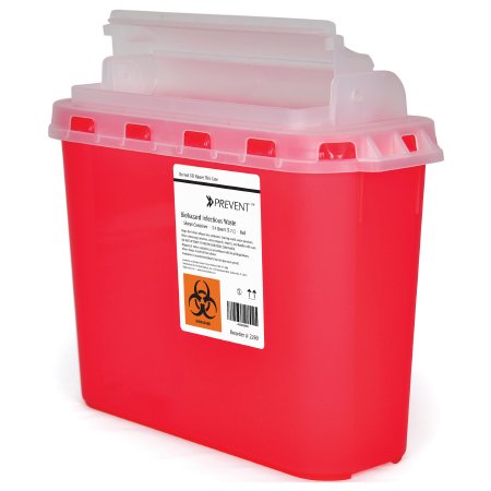 Picture of Sharps Container McKesson Prevent® 11 H X 12 W X 4-3/4 D Inch 5.4 Quart Red Base / Translucent Lid Horizontal Entry Counter Balanced Door Lid2269