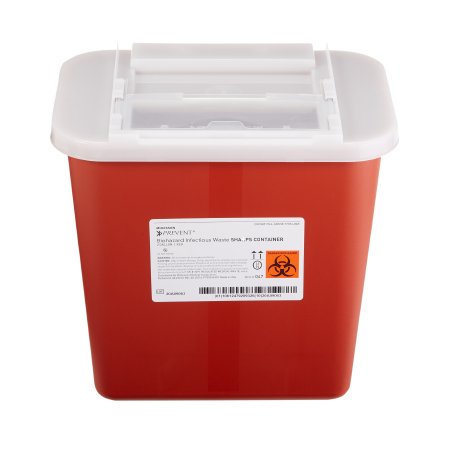Picture of Sharps Container McKesson Prevent® 10-1/4 H X 7 W X 10-1/2 D Inch 2 Gallon Red Base / Translucent Lid Horizontal Entry Sliding Lid047