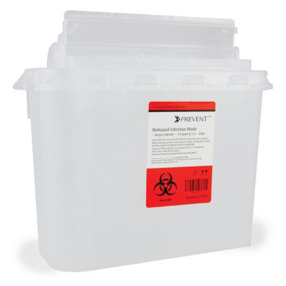 Picture of Sharps Container McKesson Prevent® 11 H X 12 W X 4-3/4 D Inch 5.4 Quart Translucent Base / Translucent Lid Horizontal Entry Counter Balanced Door Lid2270