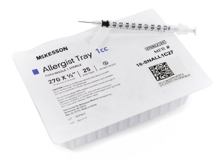 Picture of Allergy Tray McKesson 1 mL 27 Gauge 1/2 Inch Attached Needle Without Safety16-SNALL1C27