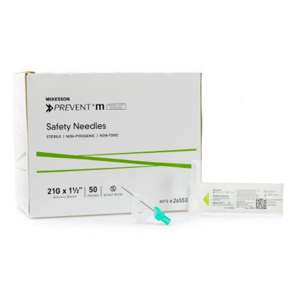 Picture of Hypodermic Needle McKesson Prevent® M Sliding Safety Needle 21 Gauge 1-1/2 Inch Length26553