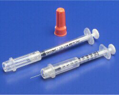 Picture of Insulin Syringe with Needle Monoject™ 1 mL 29 Gauge 1/2 Inch Attached Needle Sliding Safety Needle8881511110
