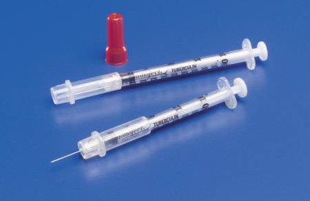 Picture of Insulin Syringe with Needle Monoject™ 0.5 mL 29 Gauge 1/2 Inch Attached Needle Sliding Safety Needle8881511136