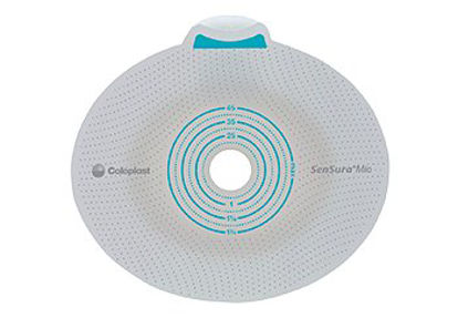 Picture of Ostomy Barrier SenSura® Mio Click Pre-Cut, Standard Wear 60 mm Flange Blue Code System 1-3/4 Inch Opening10524