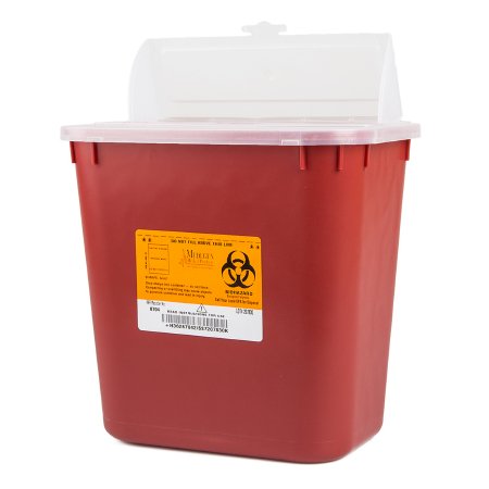 Picture of Sharps Container Sharps® 9-1/2 H X 10 W X 7 D Inch 2 Gallon Red Base / Translucent Lid Horizontal Entry Hinged Snap On Lid8704
