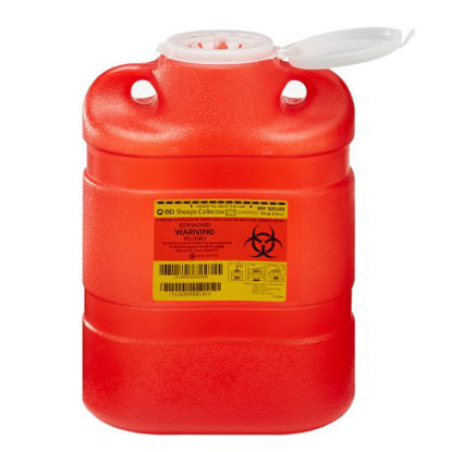 Picture of Sharps Container BD™ 13-2/5 H X 9-2/5 W X 5-3/10 D Inch 8.2 Quart Red Base / Translucent Lid Vertical Entry Hinged Snap On Lid305490
