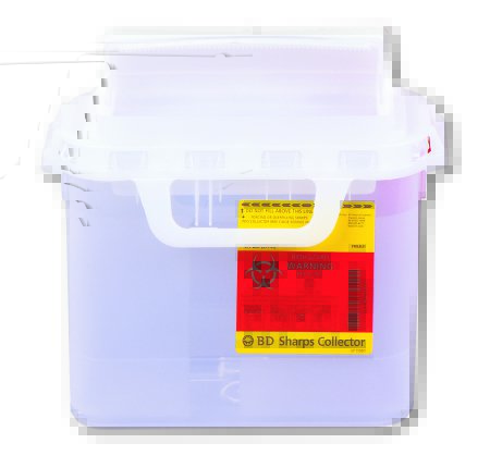 Picture of Sharps Container BD™ Gardian 11-7/10 H X 16-3/5 W X 4-1/2 D Inch 5.4 Quart Pearl Base / Pearl Lid Horizontal Entry Counter Balanced Cylinder Lid305444