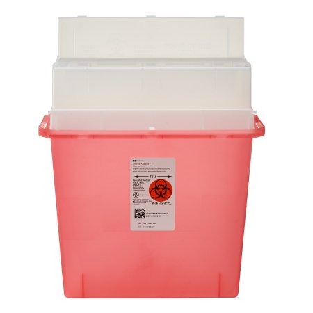 Picture of Sharps Container Sharps-A-Gator™ 12-1/4 H X 11 W X 4-1/4 D Inch 1.25 Gallon Translucent Red Base / Translucent Lid Horizontal Entry Flap Lid31144010