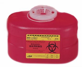 Picture of Sharps Container BD™ 5-3/10 H X 9-1/10 W X 5 D Inch 3.3 Quart Red Base / Translucent Lid Vertical Entry Hinged Snap On Lid305488