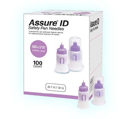 Picture of Insulin Pen Needle Assure ID 30 Gauge 1/4 Length Safety Sheild275130