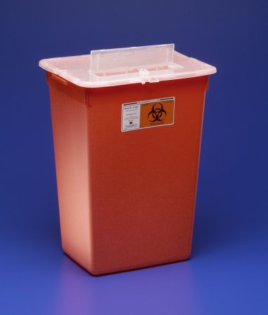 Picture of Sharps Container Sharps-A-Gator™ 15-1/2 H X 21-1/2 W X 12 D Inch 10 Gallon Red Base / Clear Lid Horizontal Entry Hinged Split Lid31143665