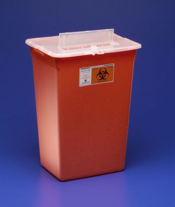 Picture of Sharps Container Sharps-A-Gator™ 15-1/2 H X 21-1/2 W X 12 D Inch 10 Gallon Red Base / Clear Lid Horizontal Entry Hinged Split Lid31143665