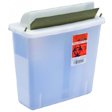 Picture of Sharps Container In-Room™ 11 H X 10-3/4 W X 4-3/4 D Inch 1.25 Gallon Translucent Base / Translucent Lid Horizontal Entry Flap Lid85121