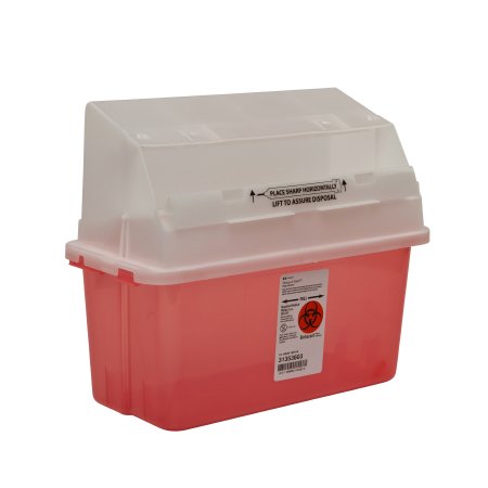 Picture of Sharps Container GatorGuard™ Jr 14 H X 13 W X 6 D Inch 1.25 Gallon Translucent Red Base / Clear Lid Horizontal Entry Counter Balanced Door Lid31353603