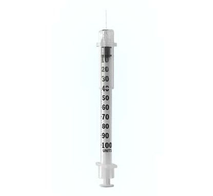Picture of Insulin Syringe with Needle Assure® ID 1 mL 29 Gauge 1/2 Inch Attached Needle Sliding Safety Needle250291