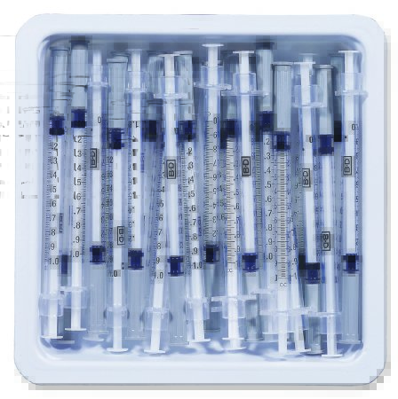 Picture of Allergy Tray PrecisionGlide™ 1 mL 26 Gauge 3/8 Inch Attached Needle Without Safety305539