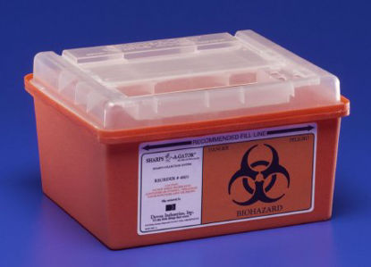 Picture of Sharps Container Sharps-A-Gator™ 6-1/4 H X 7 D X 10-1/2 W Inch 1 Gallon Red Base / Translucent Lid Horizontal Entry Sliding Lid31143699