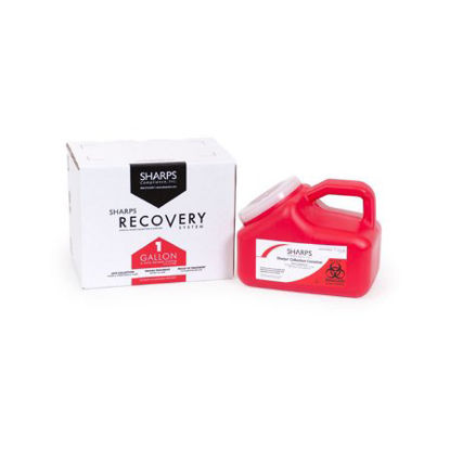 Picture of Mailback Sharps Container Mail System® Pro-Tec® 9 L X 6 W X 7-1/2 H Inch 1 Gallon Red Base / White Lid Vertical Entry Snap On Lid11000-018