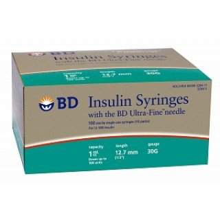 Picture of Insulin Syringe with Needle Ultra-Fine™ 1 mL 30 Gauge 1/2 Inch Attached Needle Without Safety328411