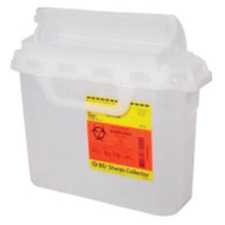 Picture of Sharps Container BD™ 12 H X 12 W X 4-4/5 D Inch 5.4 Quart Translucent White Base / Translucent White Lid Horizontal Entry Counter Balanced Door Lid305427