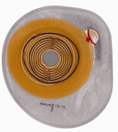 Picture of Colostomy Pouch Assura® One-Piece System 7 Inch Length, Midi 1 Inch Stoma Closed End Flat, Pre-Cut12134