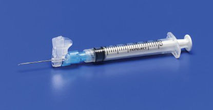 Picture of Syringe with Hypodermic Needle Magellan™ 3 mL 22 Gauge 1-1/2 Inch Attached Needle Sliding Safety Needle8881833215