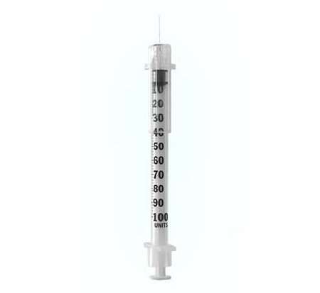 Picture of Insulin Syringe with Needle Assure® ID 0.5 mL 29 Gauge 1/2 Inch Attached Needle Sliding Safety Needle250295