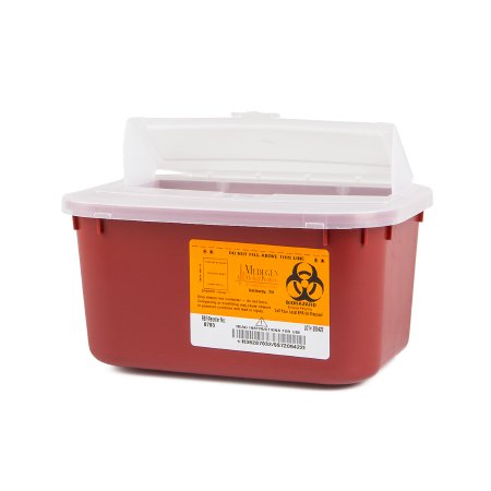 Picture of Sharps Container Sharps® 5 H X 10 W X 7 D Inch 1 Gallon Red Base / Translucent Lid Horizontal Entry Hinged Snap On Lid8703
