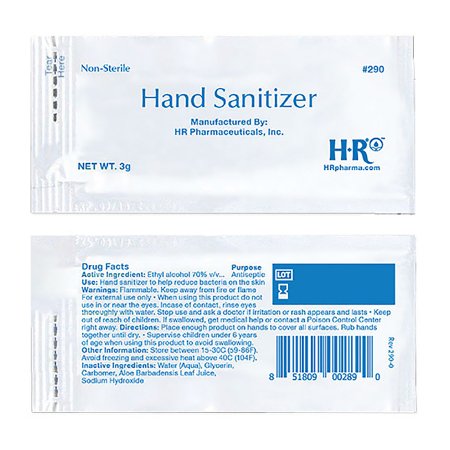 Picture of Hand Sanitizer HR® 3 Gram Ethyl Alcohol Gel Individual Packet290