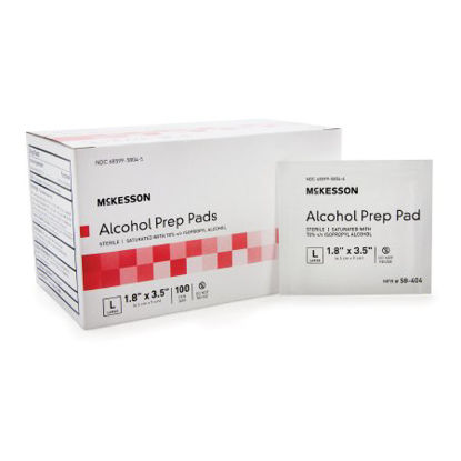 Picture of Alcohol Prep Pad McKesson 70% Strength Isopropyl Alcohol Individual Packet Large Sterile58-404
