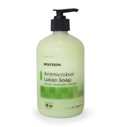 Picture of Antimicrobial Soap McKesson Lotion 18 oz. Pump Bottle Herbal Scent53-28087-18