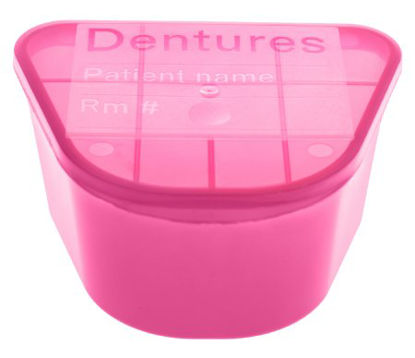 Picture of McKesson Denture Cup 8 oz. Pink Hinged Lid Disposable51-H980-91