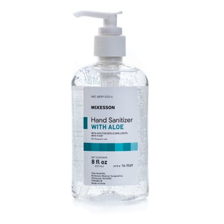 Picture of Hand Sanitizer with Aloe McKesson 8 oz. Ethyl Alcohol Gel Pump Bottle16-1069