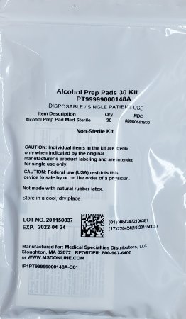 Picture of Alcohol Prep Pad McKesson 70% Strength Isopropyl Alcohol Individual Packet SterilePT99999000148A