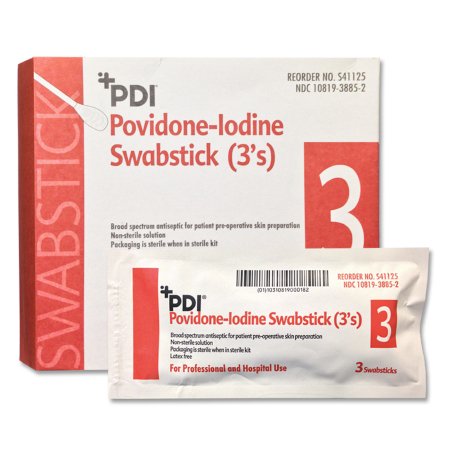 Picture of Impregnated Swabstick PDI® 10% Strength Povidone-Iodine Individual Packet NonSterileS41125