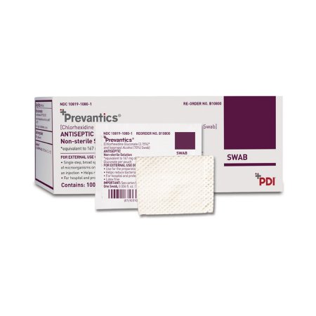 Picture of Antiseptic Prep Pad Prevantics® 3.15% / 70% Strength CHG (Chlorhexidine Gluconate) / Isopropyl Alcohol Individual Packet NonSterileB10800