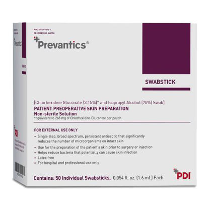 Picture of Impregnated Swabstick Prevantics® 3.15% / 70% Strength CHG (Chlorhexidine Gluconate) / Isopropyl Alcohol Individual Packet NonSterileS40750
