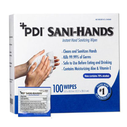 Picture of Hand Sanitizing Wipe Sani-Hands® 100 Count Ethyl Alcohol Wipe Individual PacketD43600