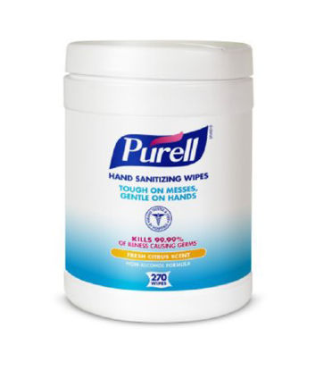 Picture of Hand Sanitizing Wipe Purell® 270 Count BZK (Benzalkonium Chloride) Wipe Canister9113-06