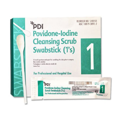 Picture of Impregnated Swabstick PDI® 7.5% Strength Povidone-Iodine Individual Packet NonSterileS48050