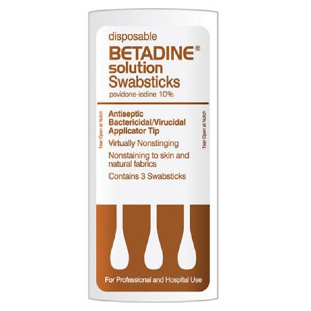 Picture of Impregnated Swabstick Betadine® 10% Strength Povidone-Iodine Individual Packet NonSterileBSWS3S