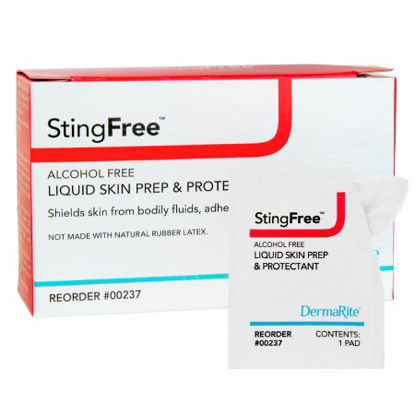 Picture of Skin Barrier Wipe StingFree™ Alcohol-Free Liquid Skin Prep & Shield Hexamethyldisiloxane / Decamethylcyclopentasiloxane Individual Packet NonSterile00237