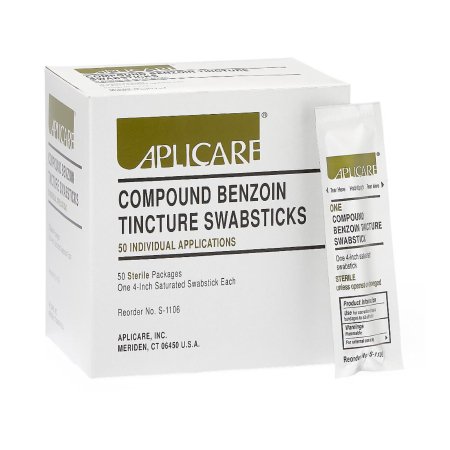 Picture of Impregnated Swabstick Aplicare® 60 to 90% Strength Ethyl Alcohol / Compound Benzoin Tincture Individual Packet Sterile96-7624