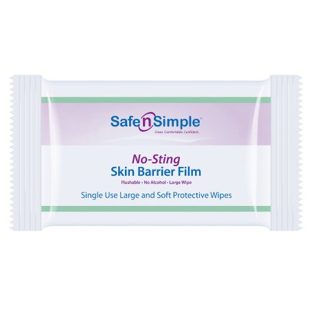 Picture of Skin Barrier Wipe Safe N Simple™ No-Sting 60% / 20% Strength Purified Water / Polyvinylpyrrolidone / Glycerin / Propylene Glycol Individual Packet Large NonSterileSNS00807