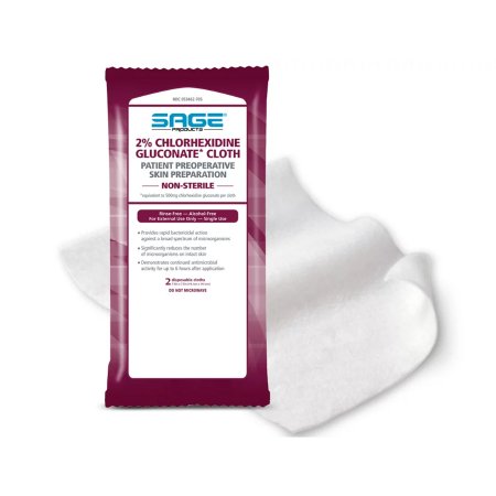 Picture of Skin Prep Wipe Sage® 6 per Pack Soft Pack 2% Strength CHG (Chlorhexidine Gluconate) NonSterile9707