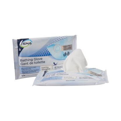 Picture of Rinse-Free Bathing Glove Wipe TENA® Soft Pack Water / PEG-8 / Dimethicone Unscented 5 Count65004