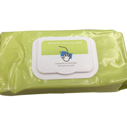 Picture of Rinse-Free Personal Wipe Cardinal Health™ Soft Pack Water / Propylene Glycol / Aloe Scented 64 Count2AWS-64