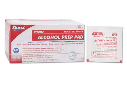 Picture of Alcohol Prep Pad Dukal® 70% Strength Isopropyl Alcohol Individual Packet Medium Sterile853