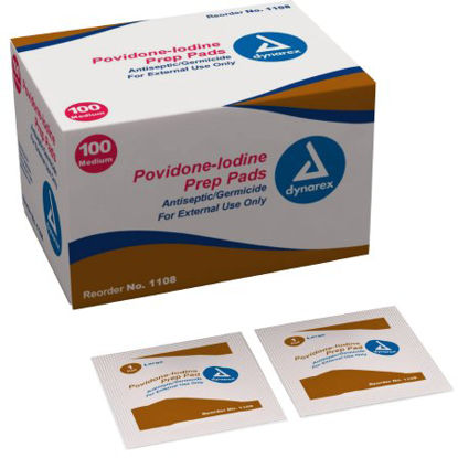 Picture of PVP Prep Pad Dynarex® 10% Strength Povidone-Iodine Individual Packet Medium NonSterile1108