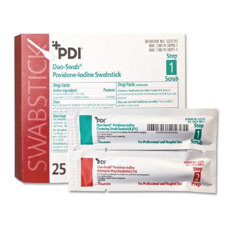 Picture of Impregnated Swabstick PDI® Duo-Swab® 7.5% / 10% Strength Povidone-Iodine Individual Packet NonSterileS23125